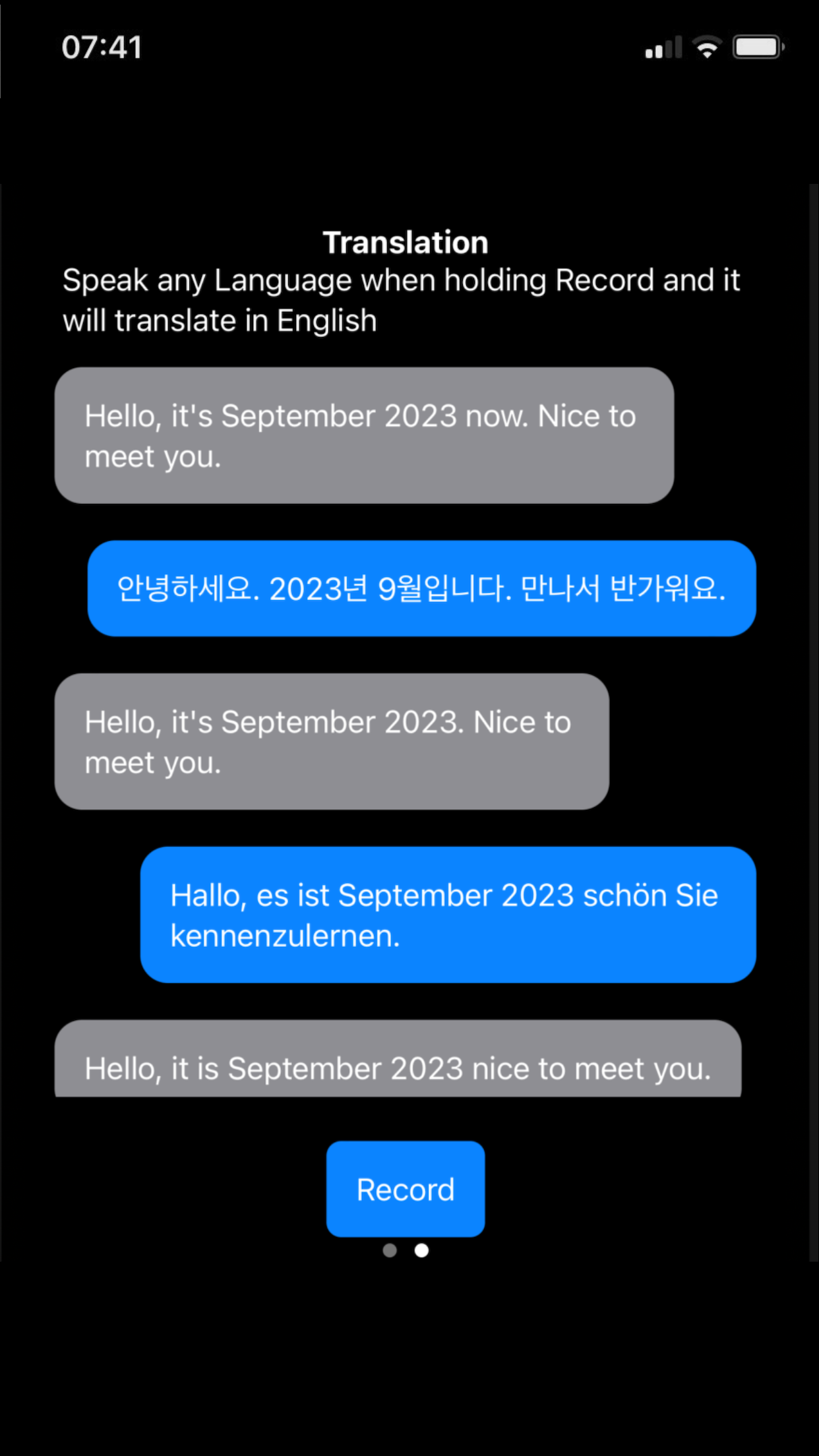 Talk8 Translation Screen